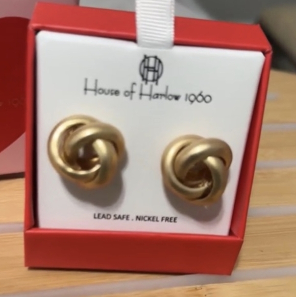 House of Harlow Goldtone Knot Earrings - Picture 3 of 3